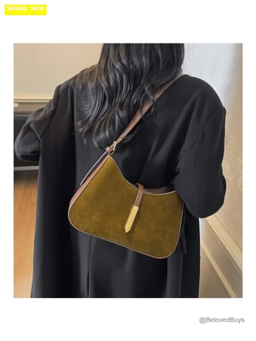 Suede Hobo Shoulder Bag with Adjustable Strap